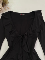 Ruffle Black Top-Bust 32