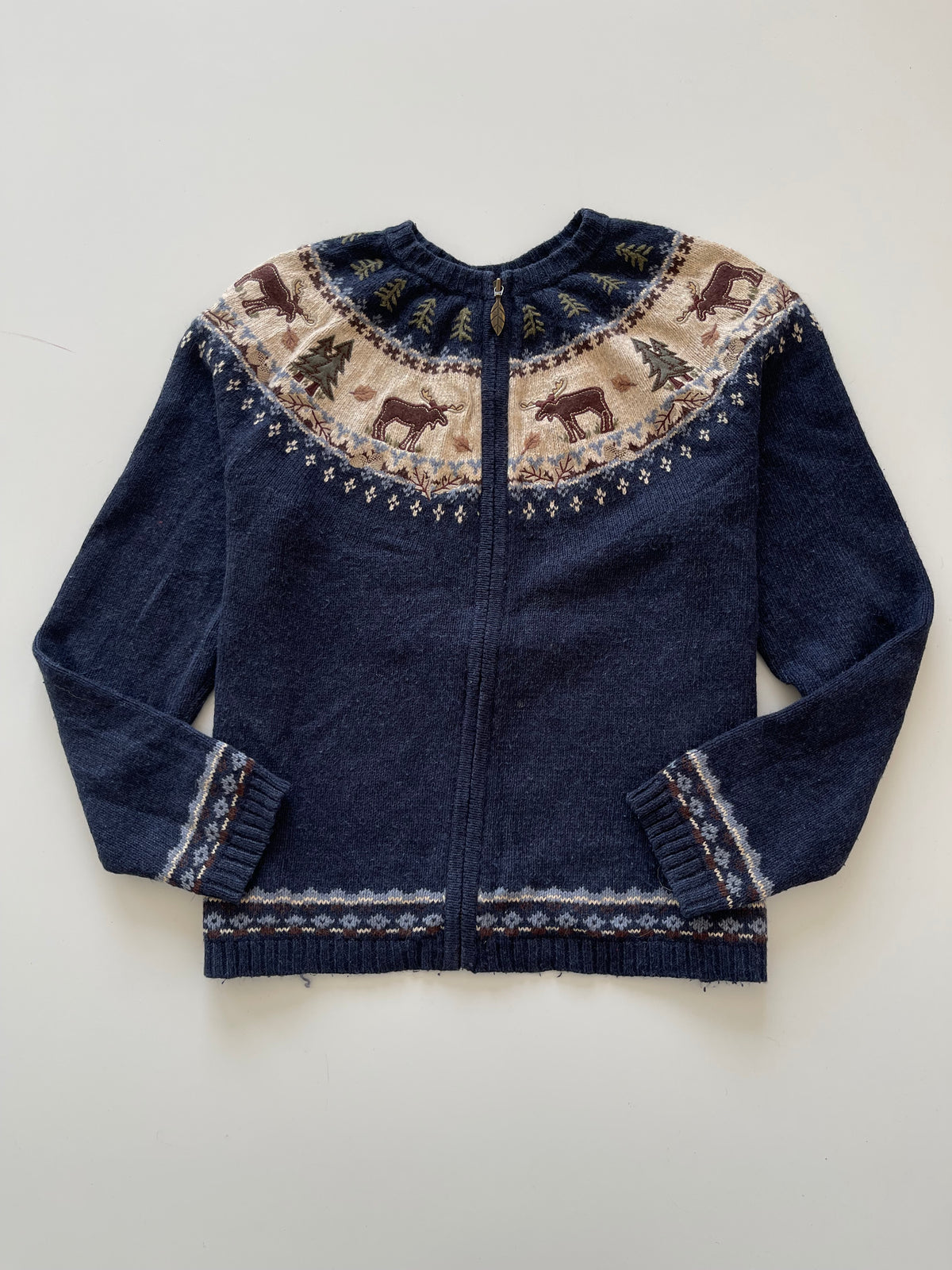 Croft&Barrow Christmas Embroidered Zipper Sweater-Bust 44
