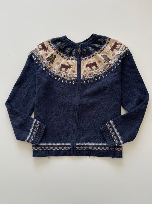 Croft&Barrow Christmas Embroidered Zipper Sweater-Bust 44
