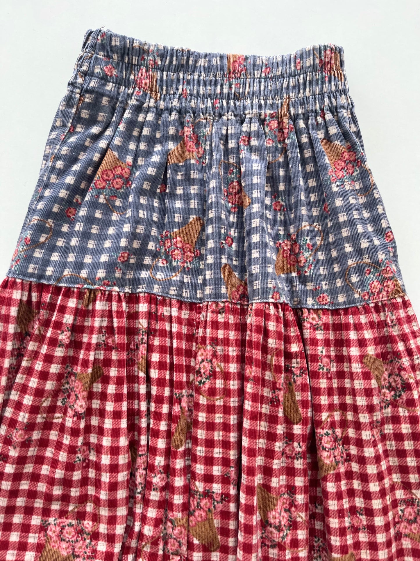 Gingham Vintage Corduroy Skirt-Waist 26 to 32