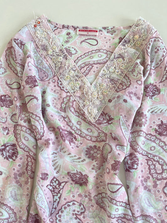 Silmar Sheer Embroidered Top-Bust 36