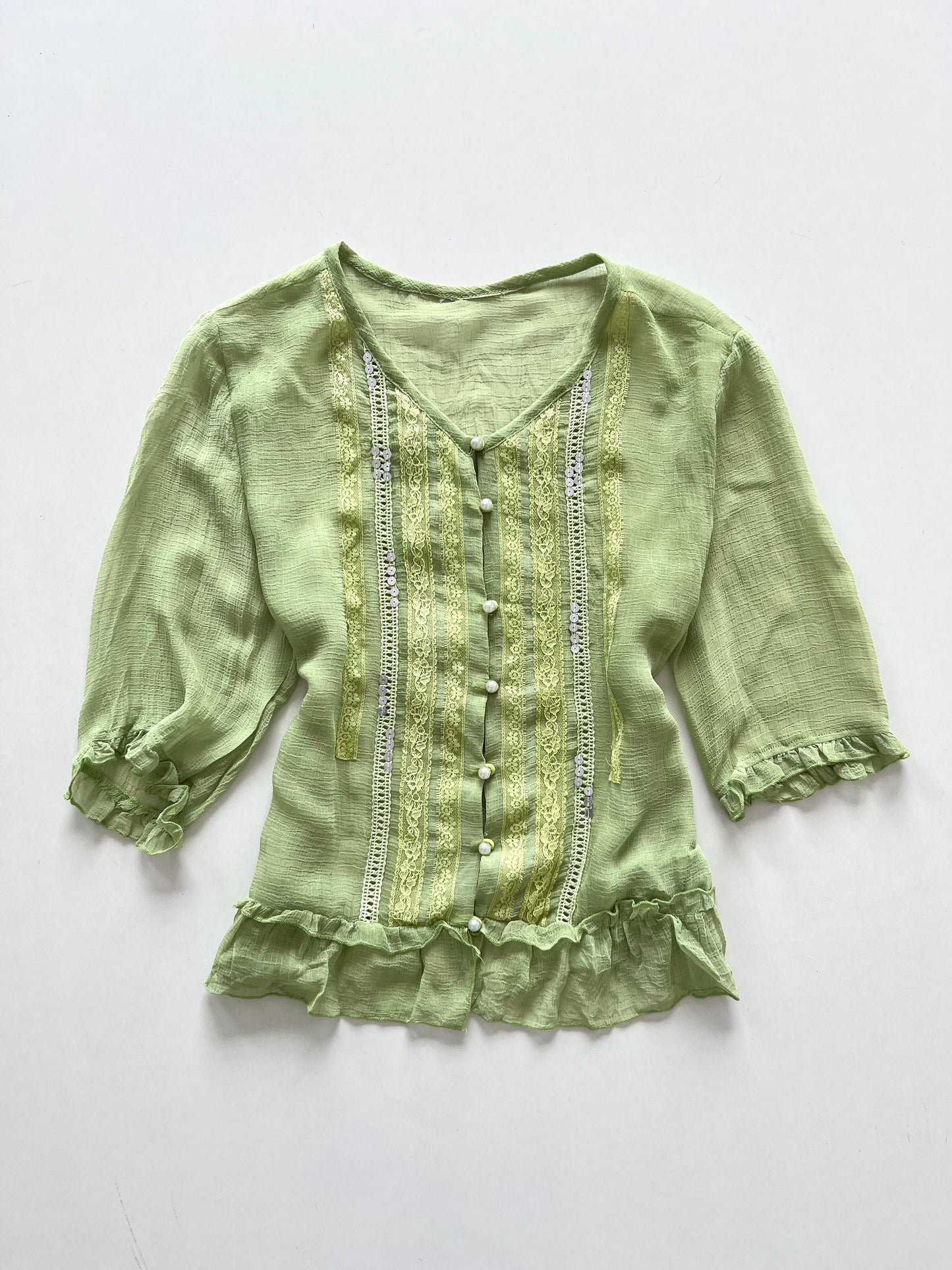 Vintage Lace Sheer Top-Bust  38