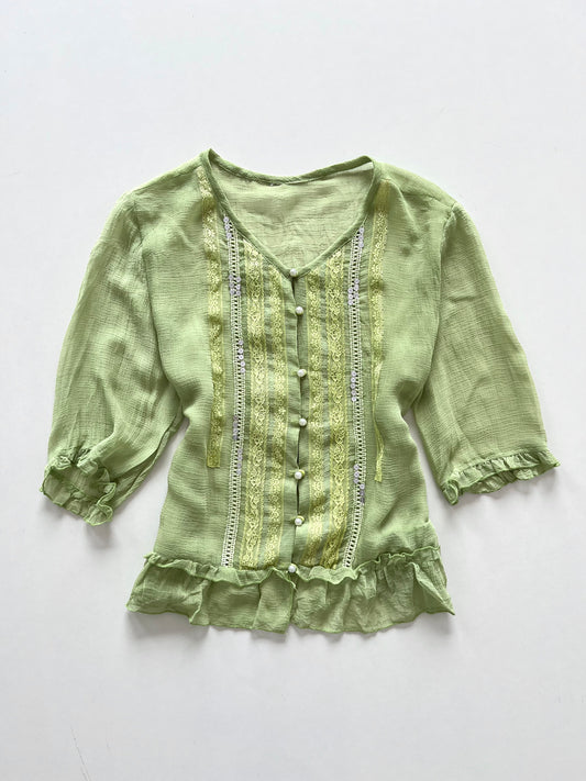 Vintage Lace Sheer Top-Bust  38