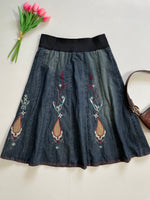 Load image into Gallery viewer, Embroidered Denim Skirt-Waist 32 to 34
