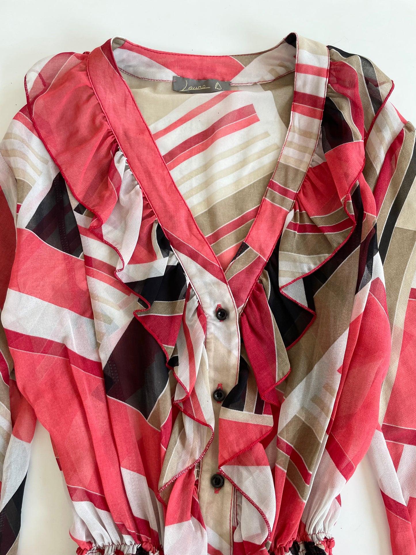 Vintage Ruffle Sheer Top-Bust 36
