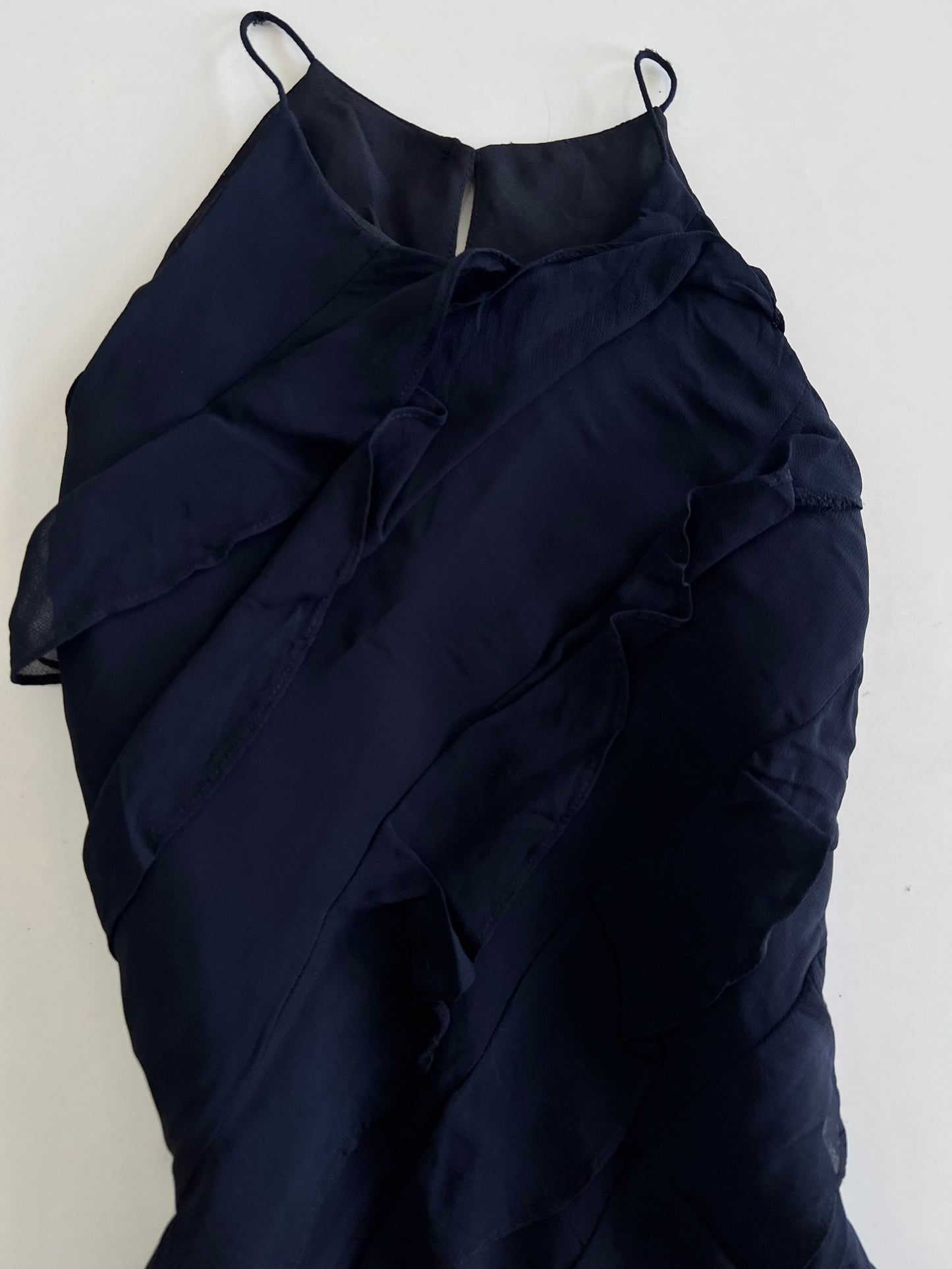 Vintage Ruffle Halter Black Dress-Bust 36 to 38