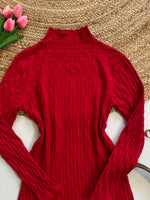 Load image into Gallery viewer, Red Turtle Neck Warm Winter Dress - Bust 34 to 38
