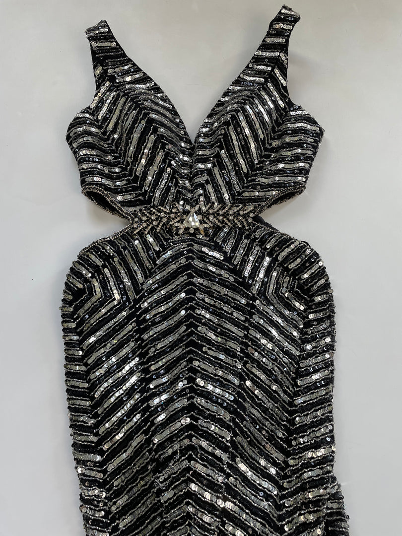 RARE Heavily Embroidered Mermaid Cut Dress-Bust 32