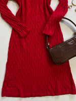 Load image into Gallery viewer, Red Turtle Neck Warm Winter Dress - Bust 34 to 38
