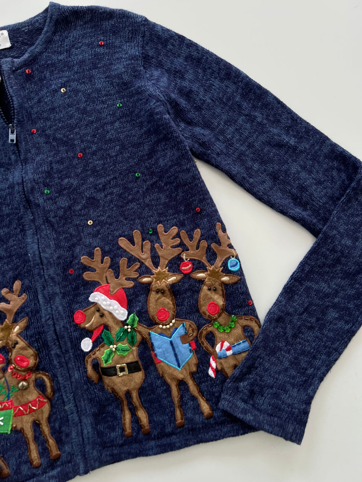 Tiara International Embroidered Christmas Zipper Sweater-Bust  38