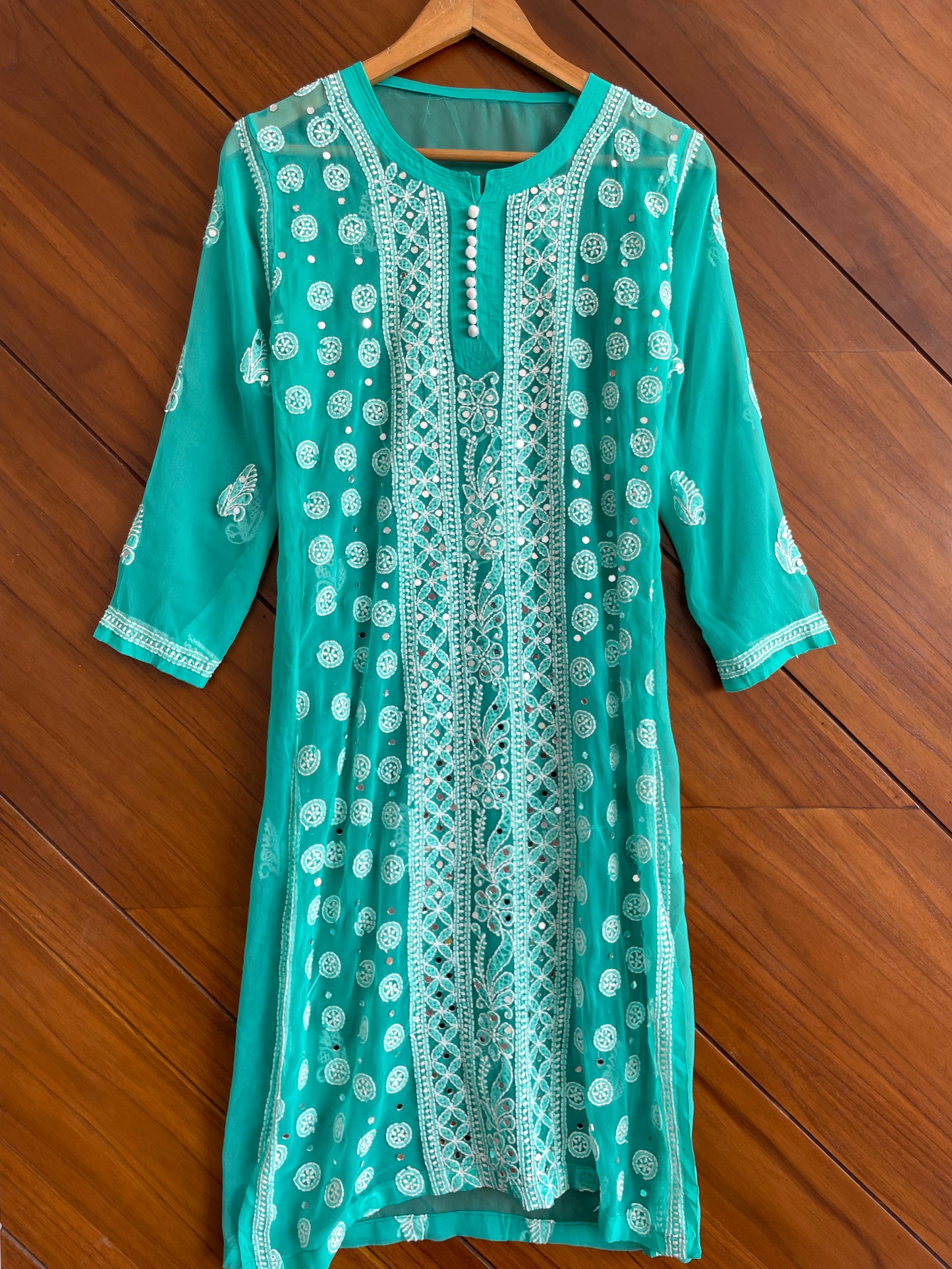 Embroidered Sheer Kurta-Bust 34