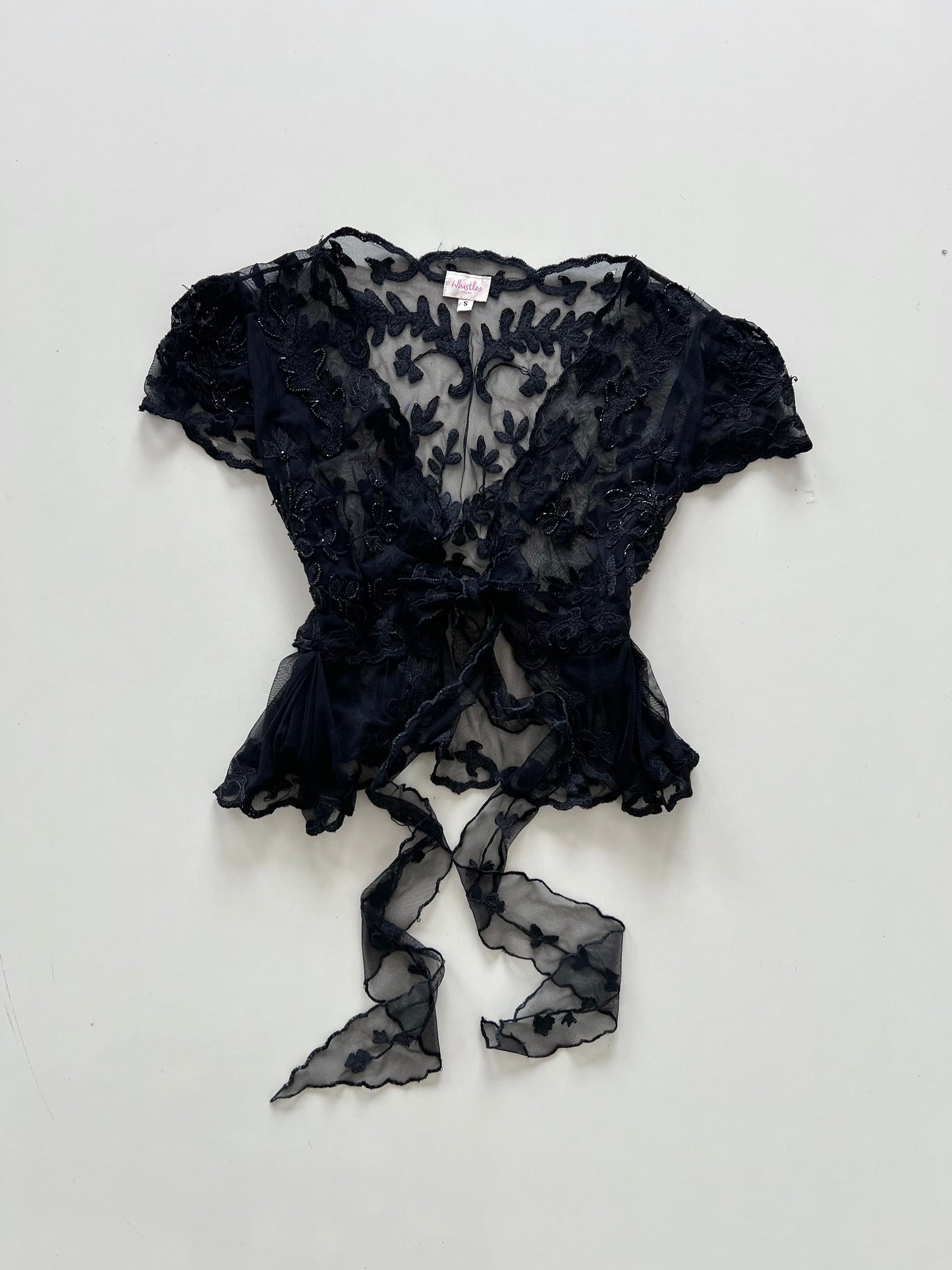 Whistles Sheer Embroidered Top-Bust 38