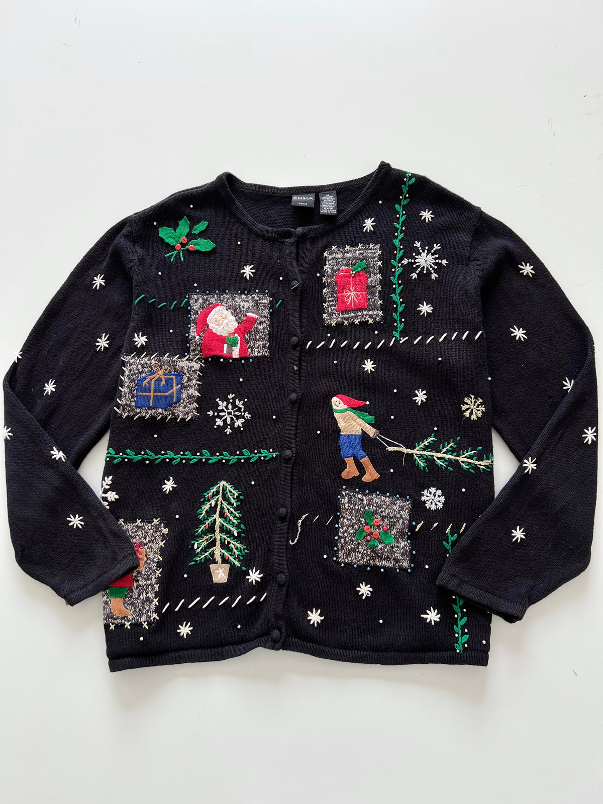 Erika Embroidered Christmas Cardigan Sweater-Bust 56