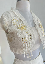 Load image into Gallery viewer, SOFT WHITE LACE EMBROIDERED SHRUG - BUST 30 TO 32
