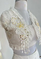 SOFT WHITE LACE EMBROIDERED SHRUG - BUST 30 TO 32