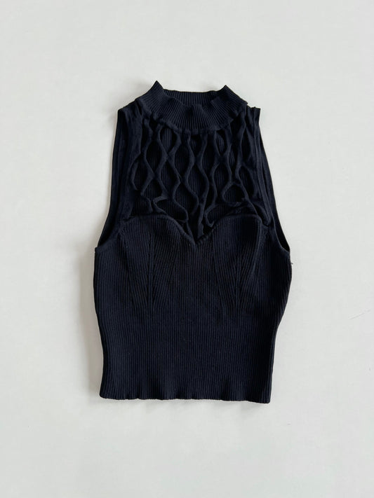 Goth Cutout Black Top-Bust 28 to 30