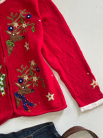 Load image into Gallery viewer, Tiara Embroidered Christmas Sweater-Bust 42
