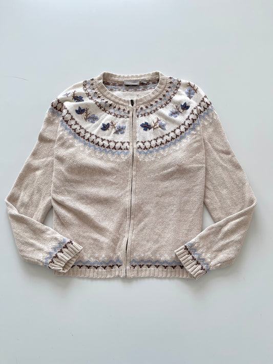 Croft&Barrow Embroidered Zipper Sweater-Bust 50