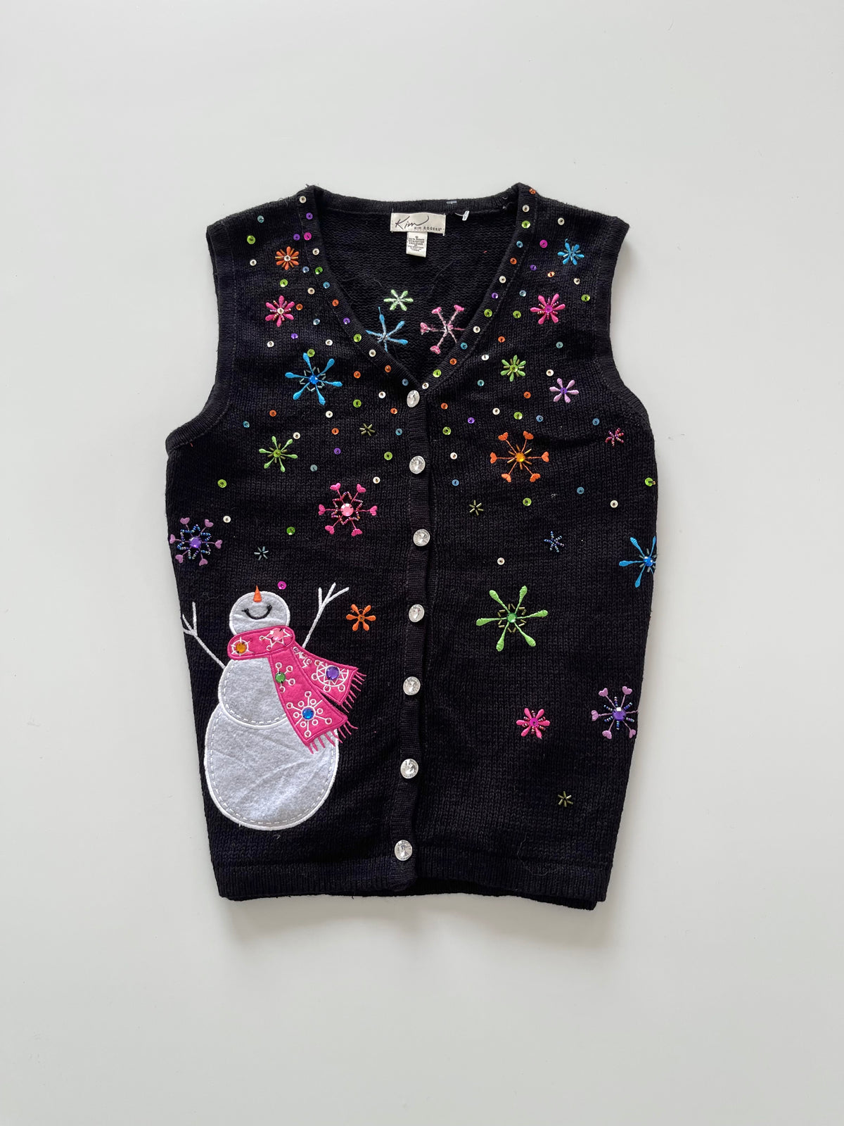 Kim Rogers Embroidered Christmas Vest Sweater-Bust 38