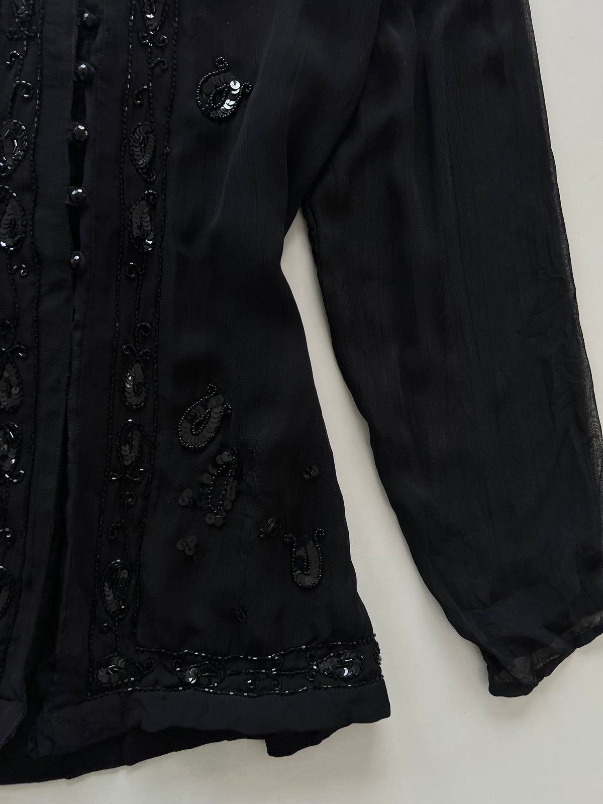 Vintage Hand Embroidered Sheer Top-Bust 50