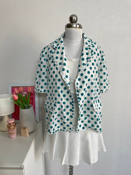 WHITE POLKA DOT SHIRT - BUST 44