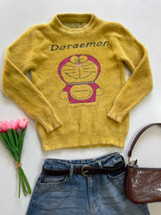 Doraemon Fuzzy Yellow Soft Sweater - Bust 30 to 32