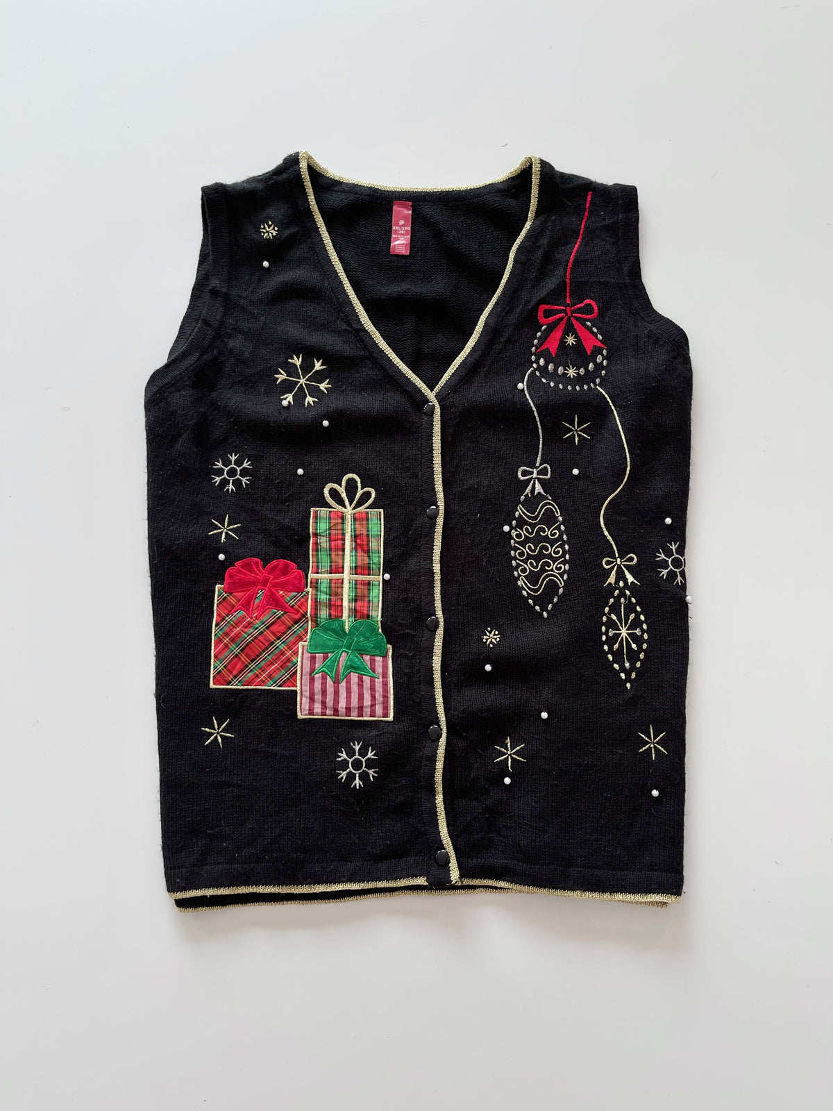 Embroidered Christmas Vest Sweater-Bust 54