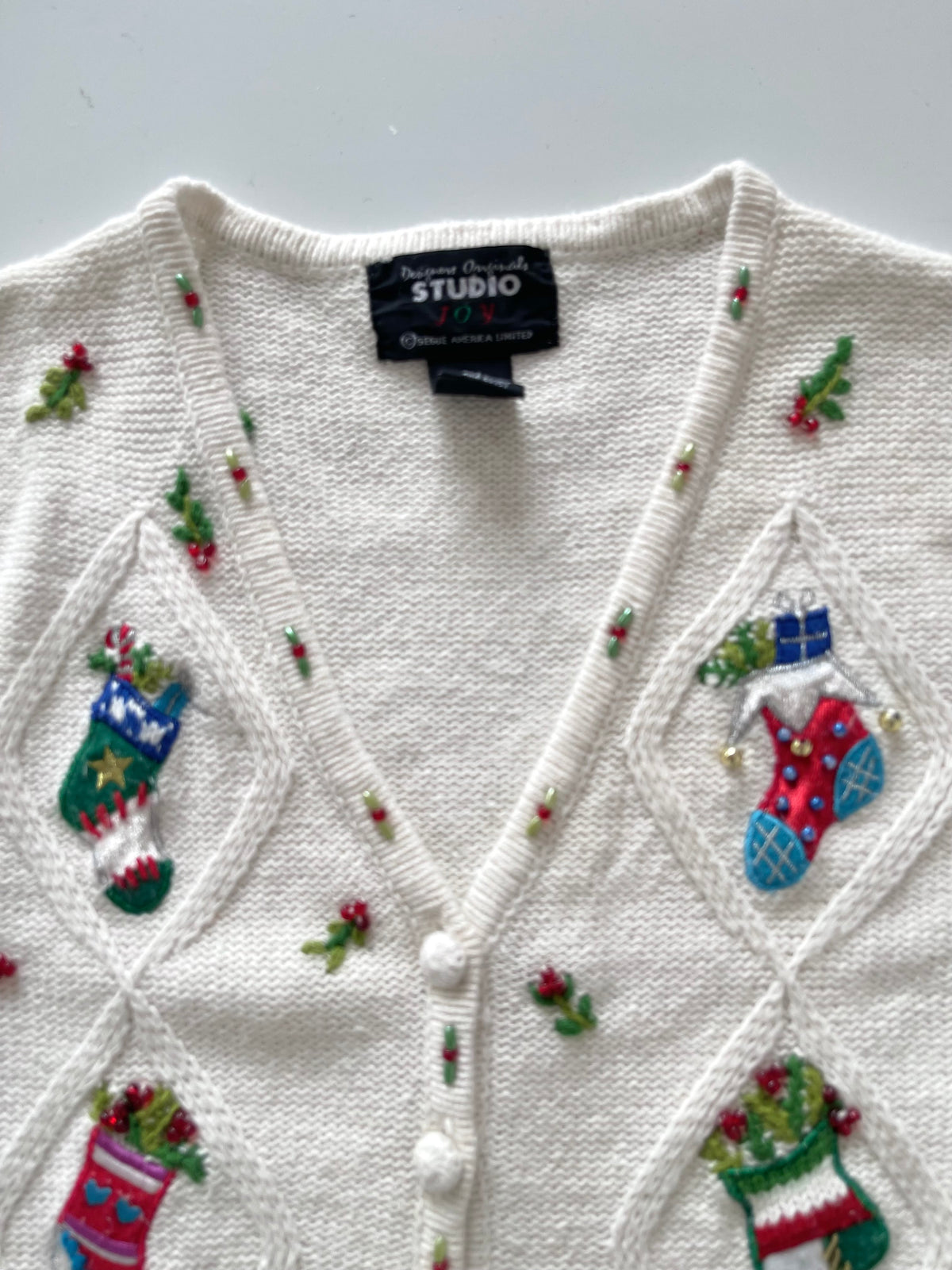 Studio Joy Embroidered Christmas Vest Sweater-Bust 38