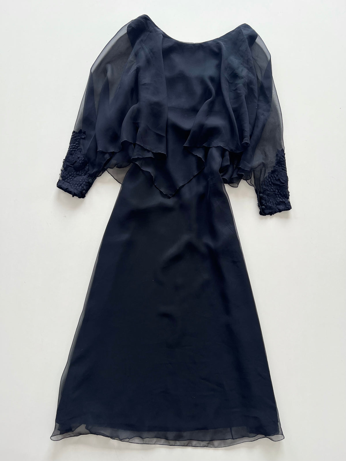 Vintage Embroidered Poncho Dress-Bust 36