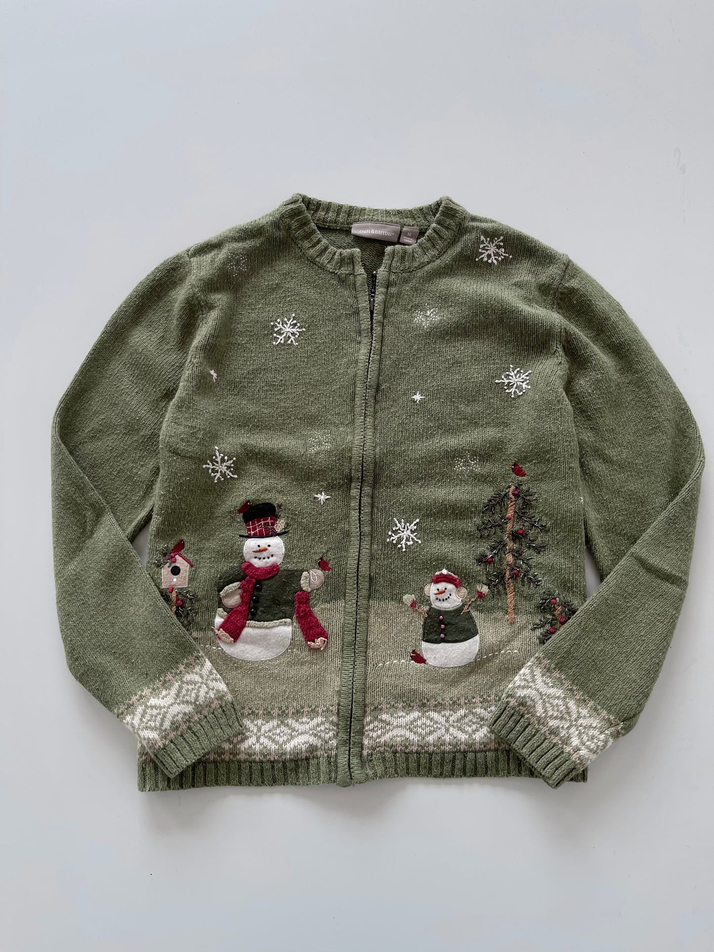 Croft&barrow Christmas Embroidered Zipper-Bust 42