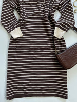 Load image into Gallery viewer, Hooded Striped Brown Warm Winter Dress - Bust 44 to 46
