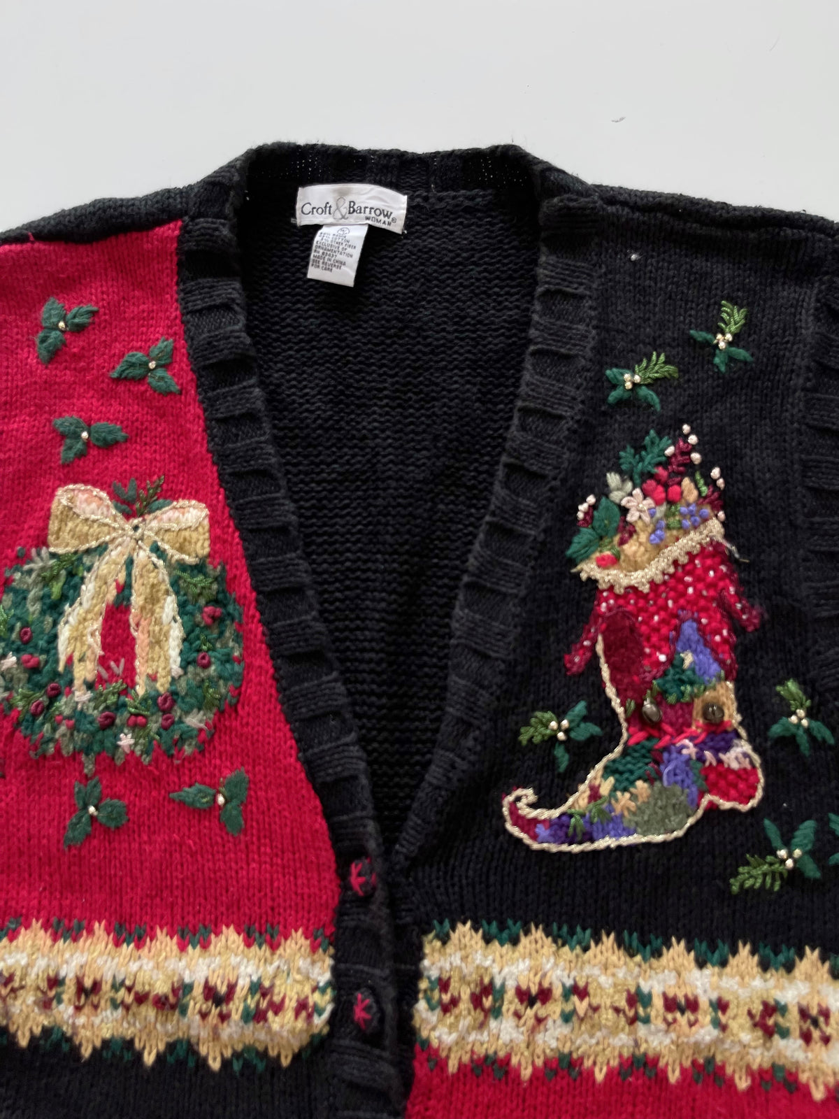 Croft&Barrow Embroidered Christmas Vest Sweater-Bust 52