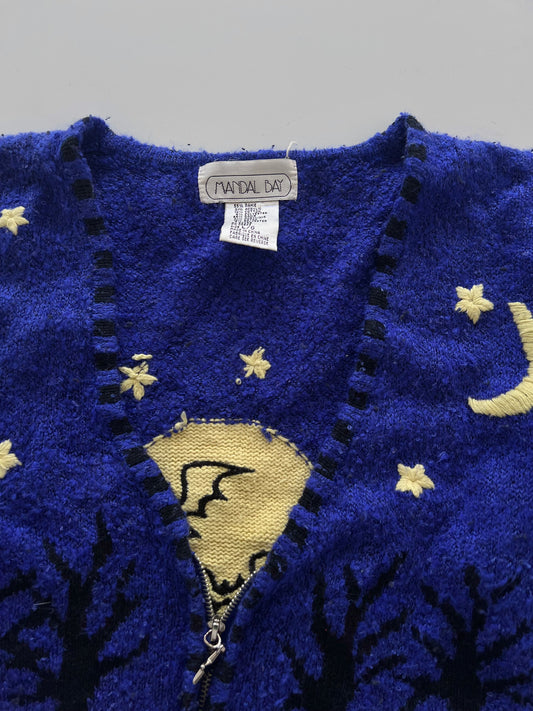 Mandal Bay Embroidered Christmas Zipper Sweater-Bust 46