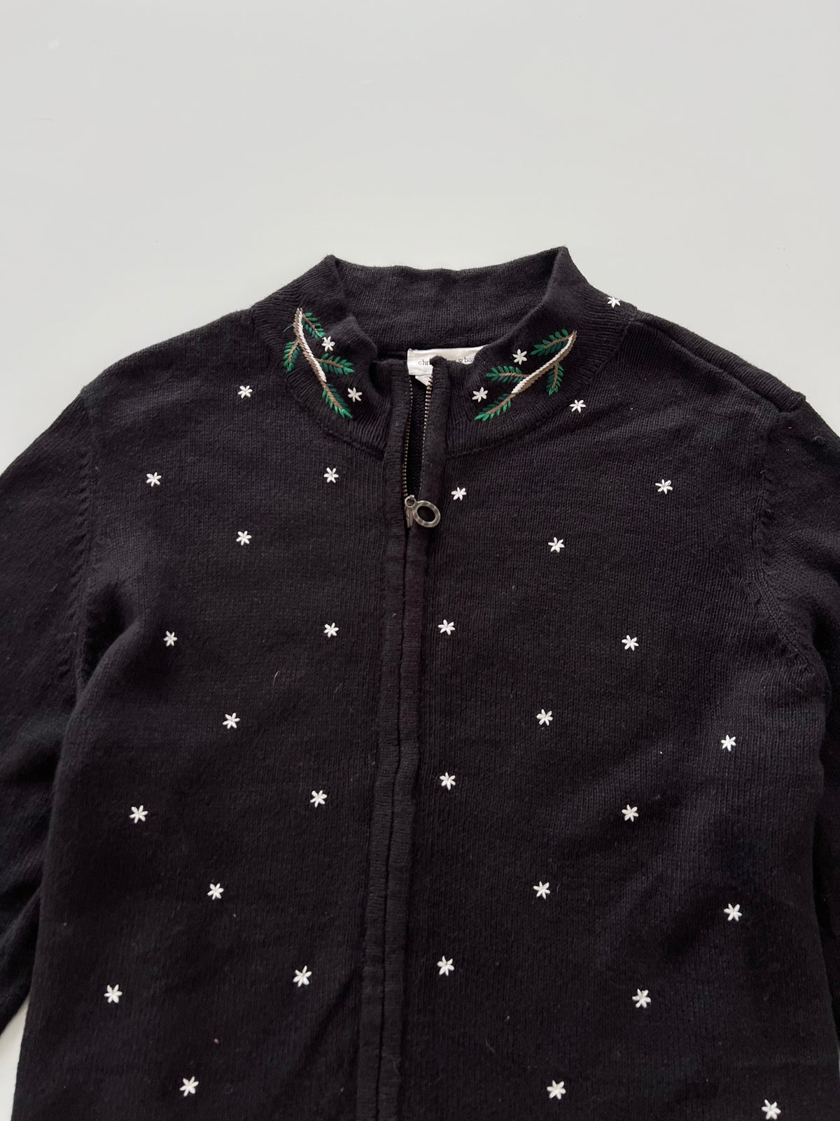 Christopher&Banks Embroidered Christmas Zip Up Sweater-Bust 46