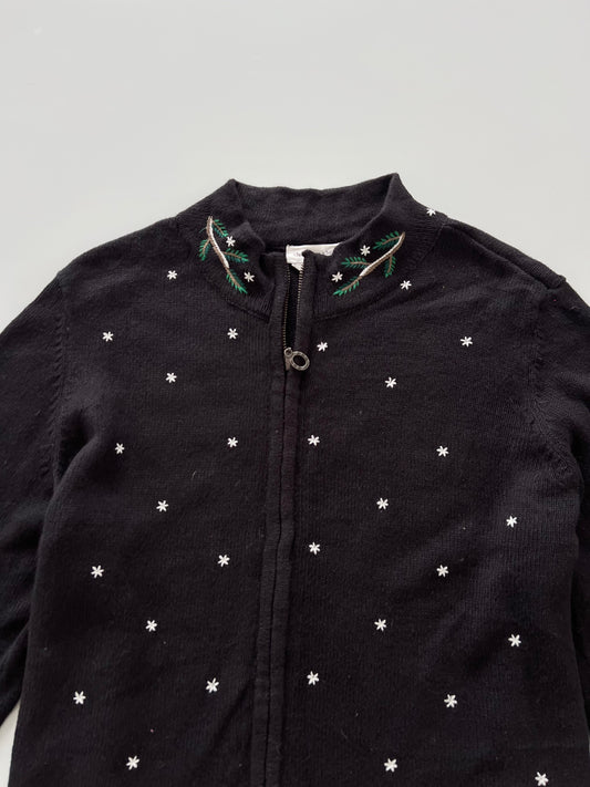 Christopher&Banks Embroidered Christmas Zip Up Sweater-Bust 46