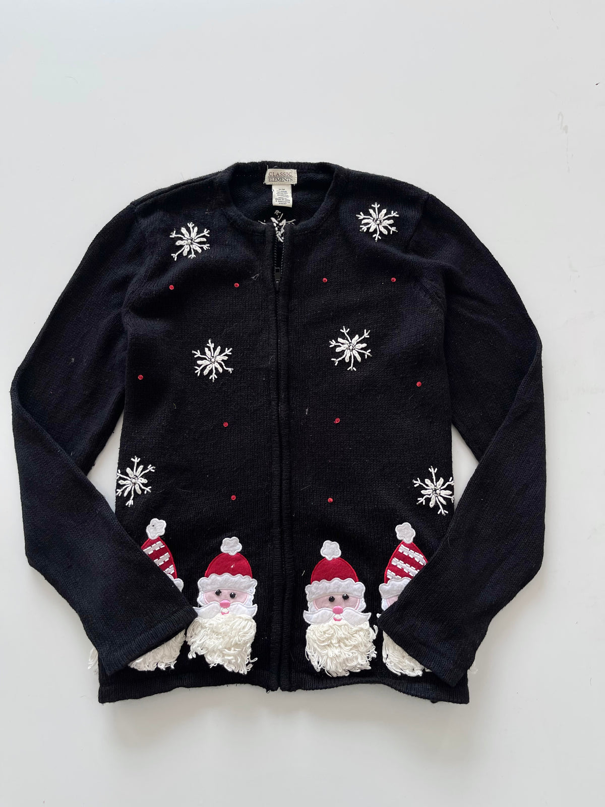 Classic Elements Christmas Embroidered Zipper Sweater-Bust 42