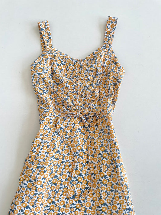 Mustard Floral Dress-Bust 32