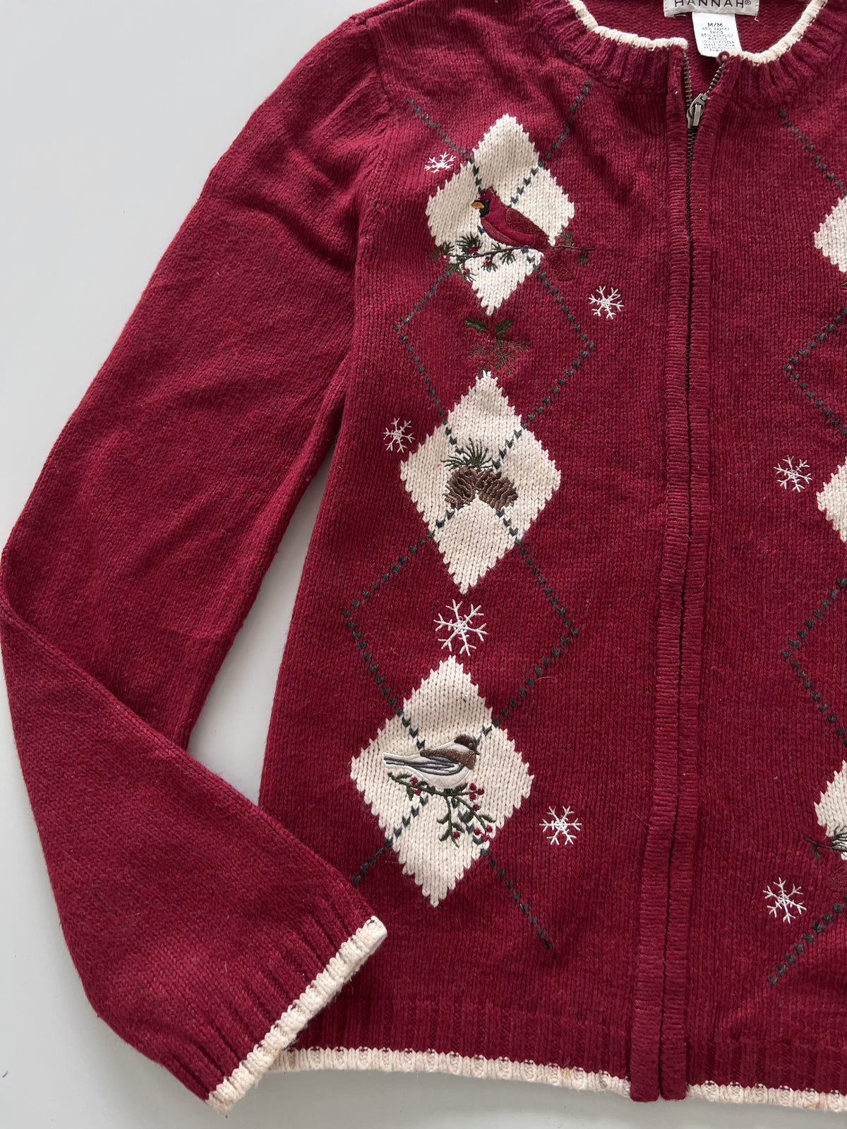 Hannah Embroidered Zip Up Sweater-Bust 42