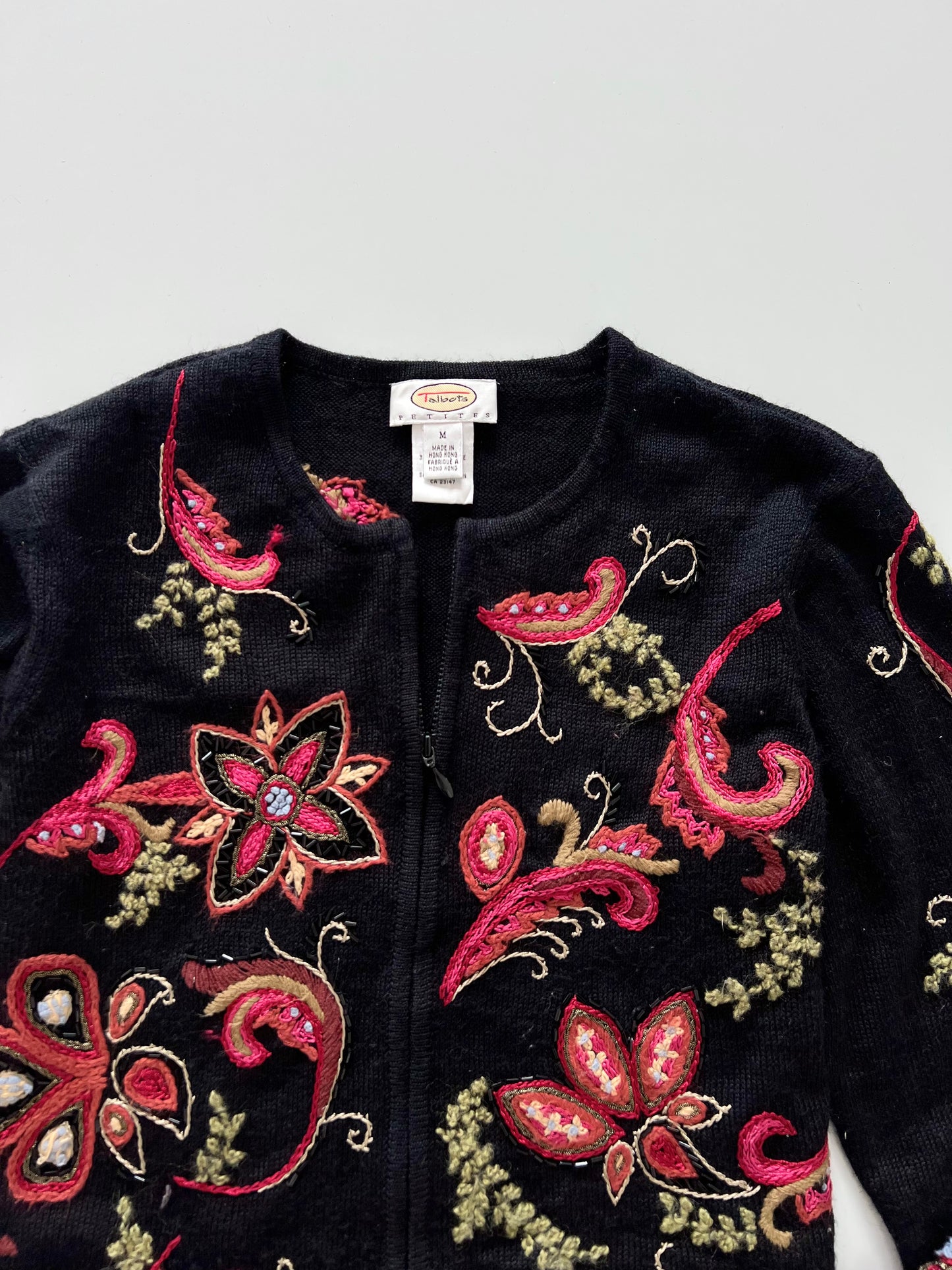 Talbots Hand Embroidered Zipper -Bust 38