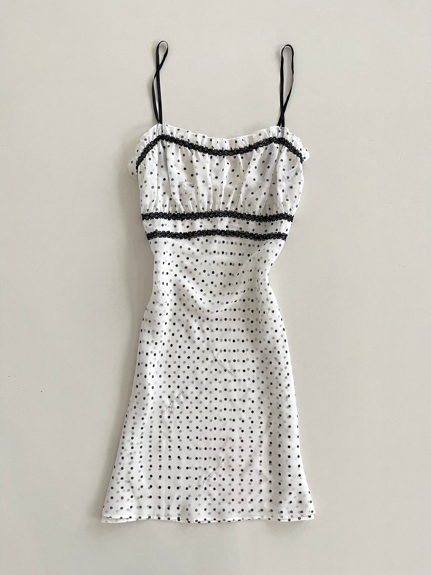 Polka Dot Sheer Slip Dress-Bust 36