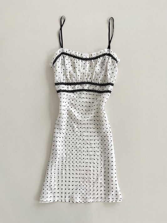 Polka Dot Sheer Slip Dress-Bust 36