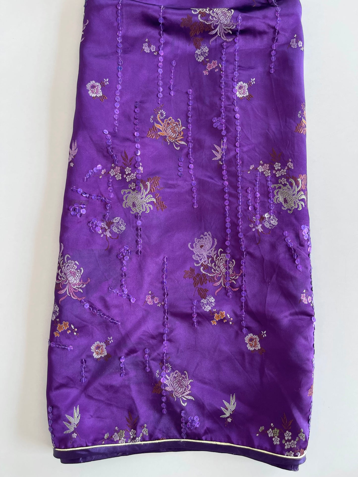 Cheongsam Satin Jacquard Sequin Dress-Bust 38