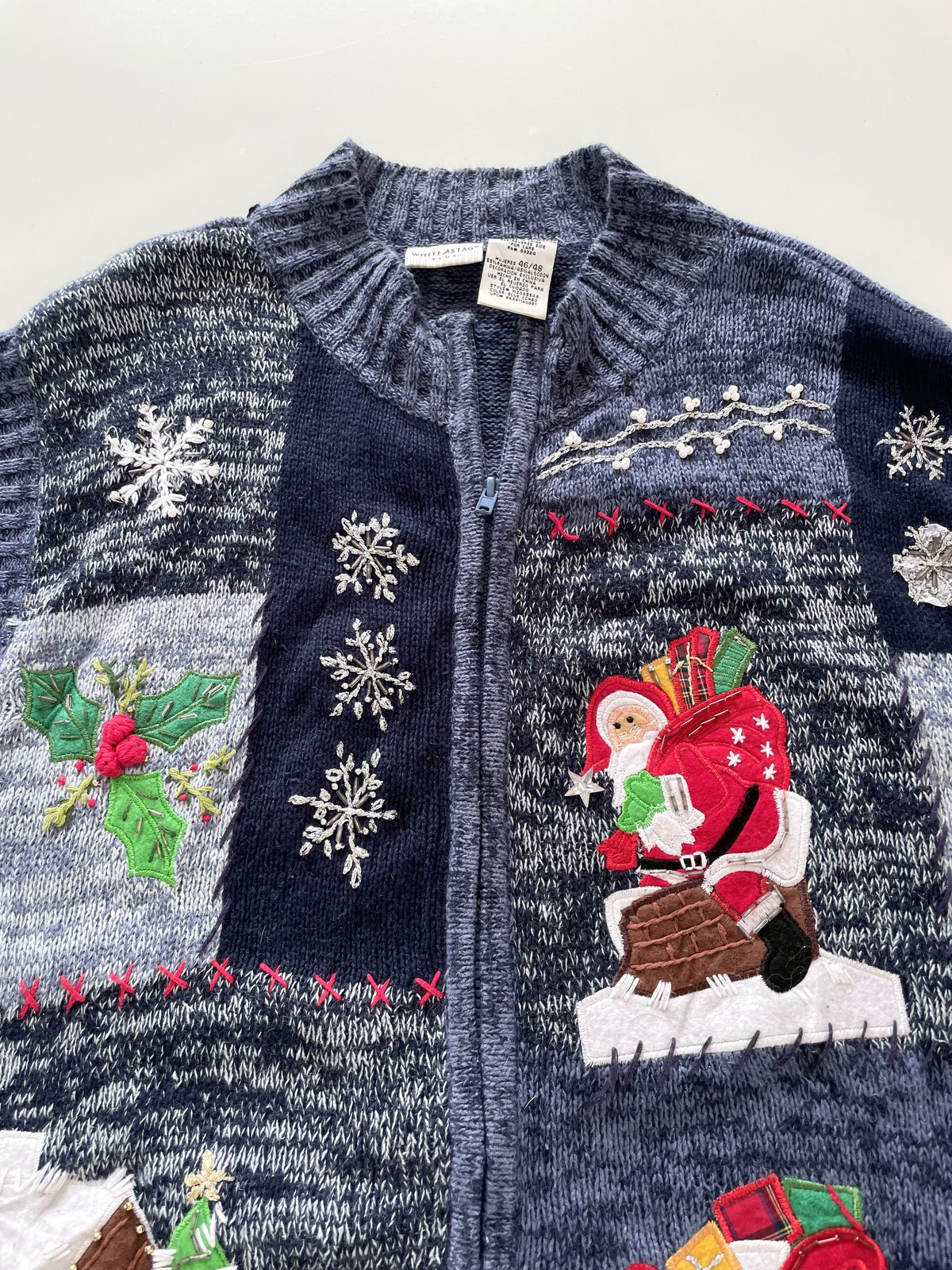 White Stag Christmas Embroidered Vest Sweater-Bust 60 to 62