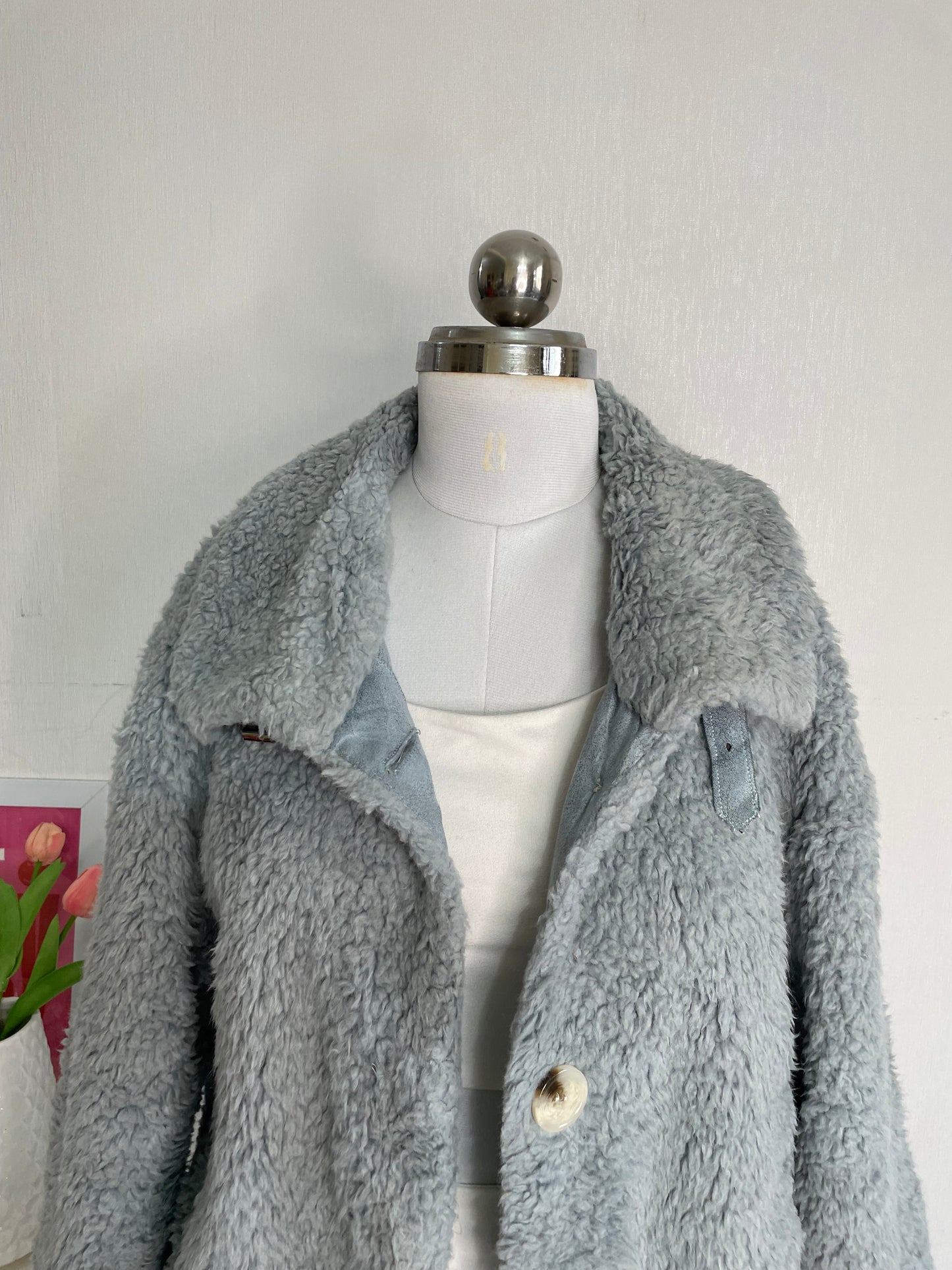 ICED BLUE FUR COAT - BUST 40