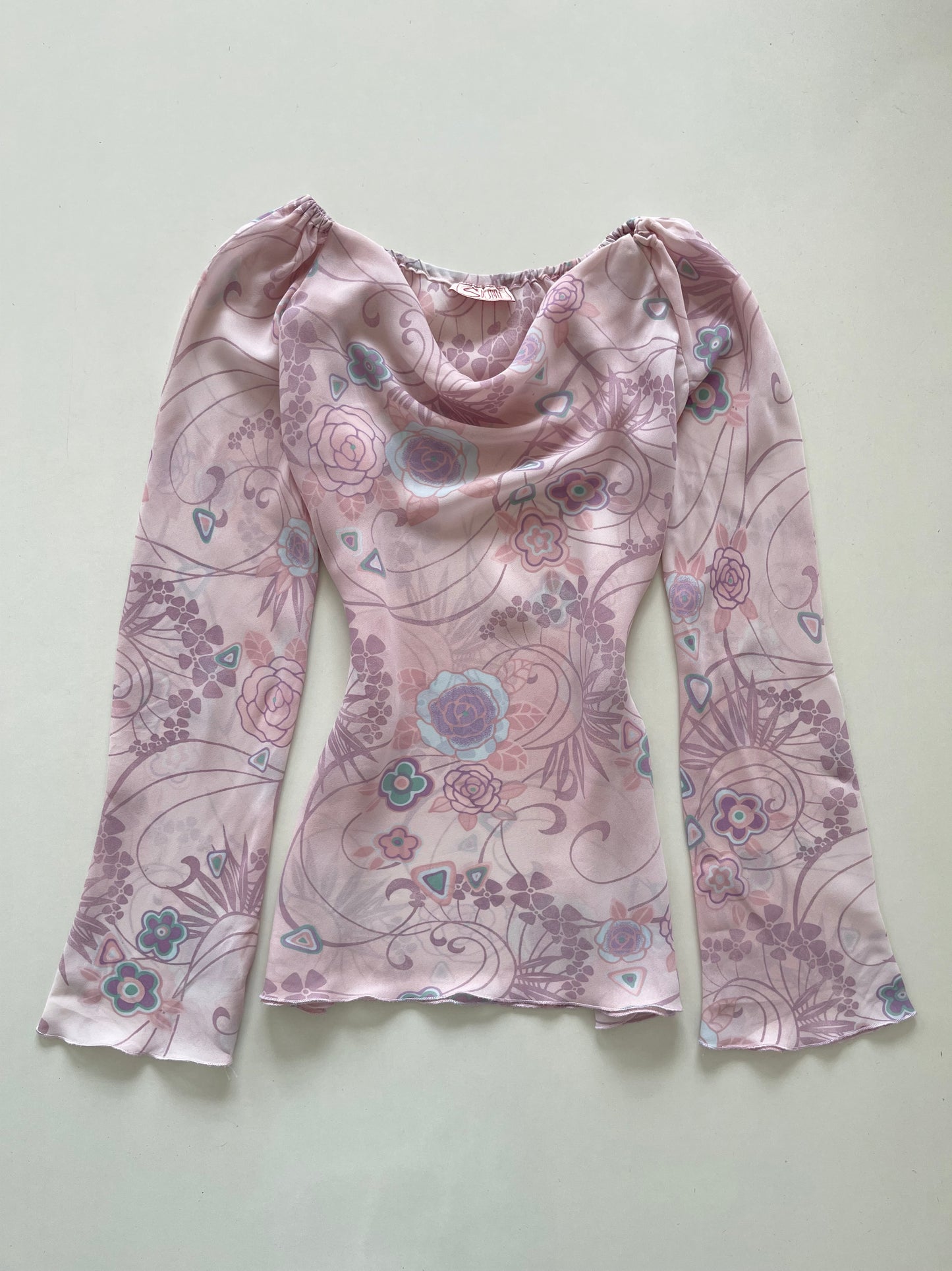 Sde Style Cowl Neck Sheer Top-Bust 34 to 36