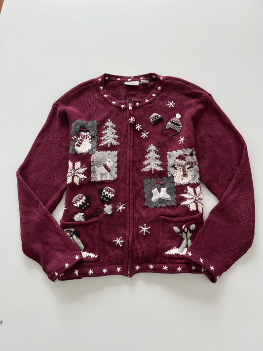 Croft&Barrow Christmas Zip Up Sweater-Bust 46