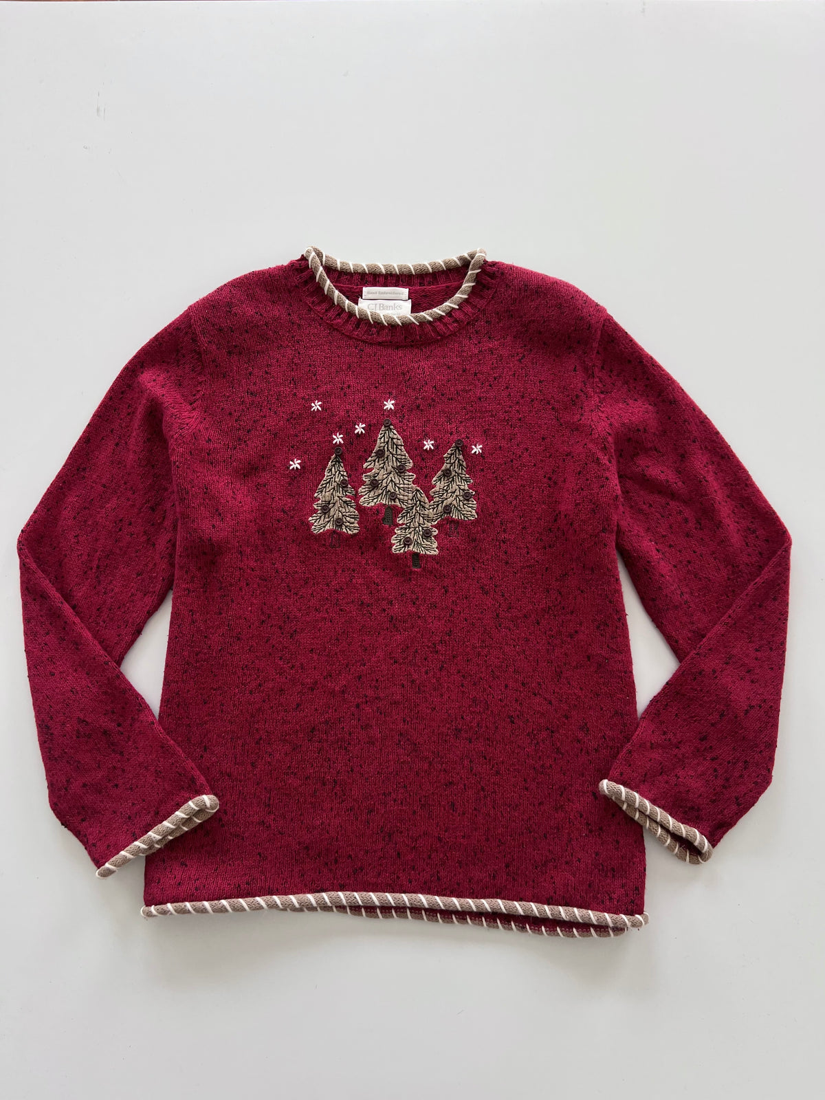 Christopher & Banks Hand Embroidered Christmas Sweater-Bust 50
