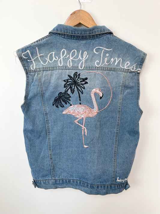 Embroidered Denim Vest-Bust 36