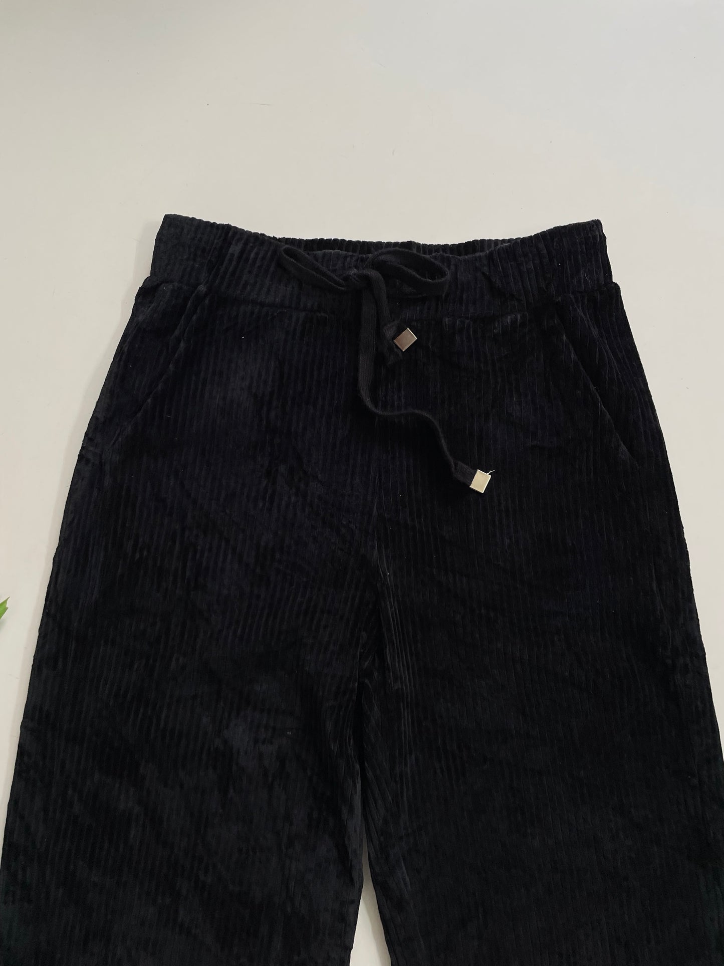 BLACK WIDE LEG CORDUROY PANTS - WAIST 28 to 32