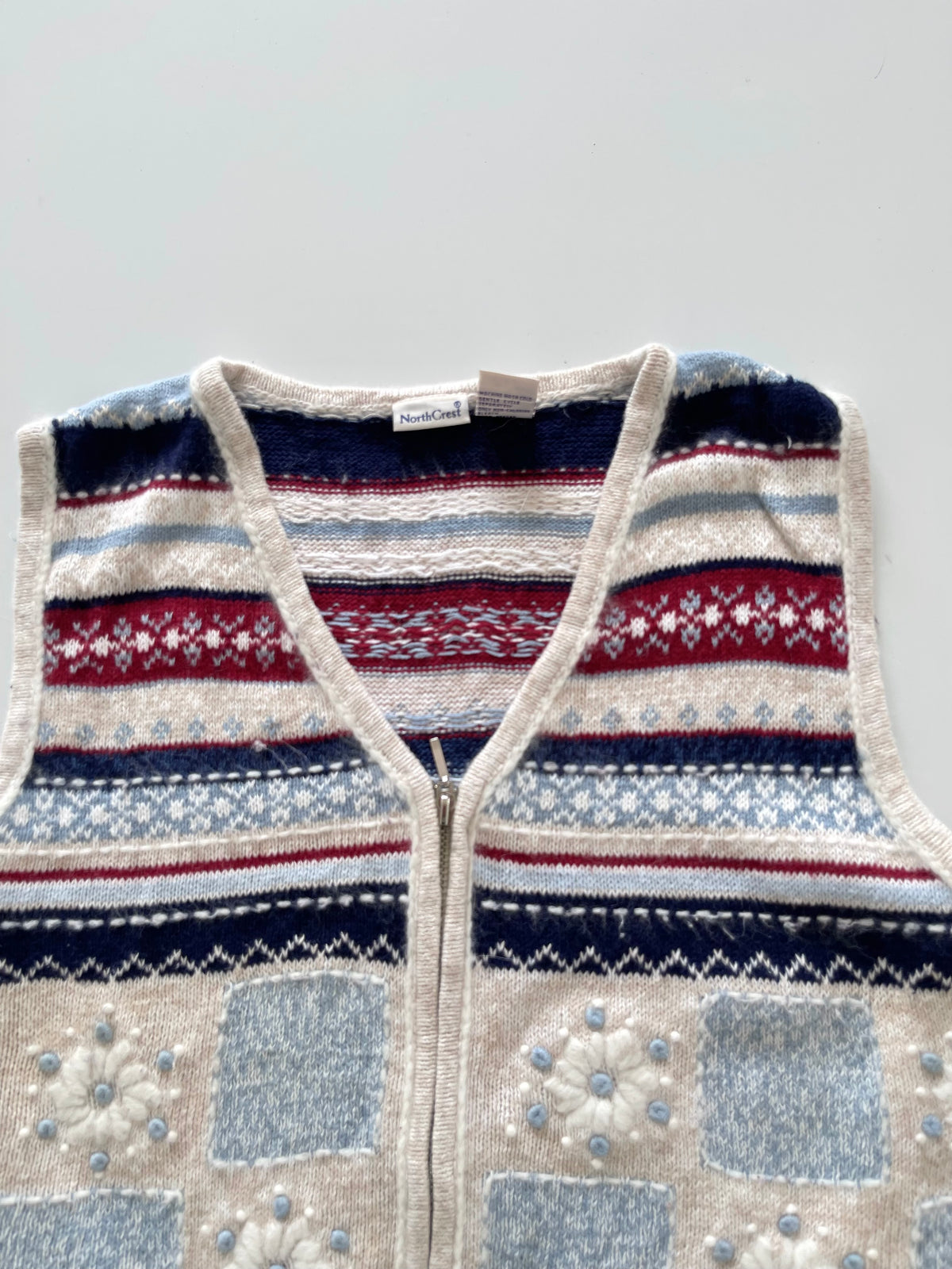 North Crest Embroidered Christmas Vest Sweater-Bust 44